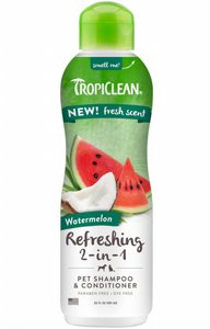Tropiclean שמפו + קונדישינר בניחוח מרענן של אבטיח וקוקוס ללכלבים וחתולים Tropiclean שמפו + קונדישינר בניחוח מרענן של אבטיח וקוקוס ללכלבים וחתולים